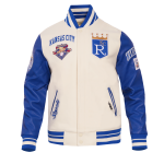 CHAMARRA AS CITY ROYALS RETRO CLASSIC RIB WOOL VARSITY JACKET EGGSHELL UNIVERSITY BLUE en STOCK