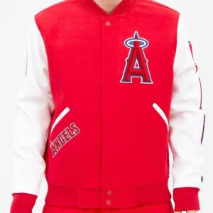 CHAMARRA ANGELES ANGELS CLASSIC WOOL VARSITY JACKET RED WHITE en STOCK