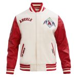 CHAMARRA ANGELES ANGELS RETRO CLASSIC RIB WOOL VARSITY JACKET EGGSHELL RED en STOCK