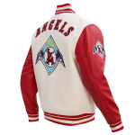 CHAMARRA ANGELES ANGELS RETRO CLASSIC RIB WOOL VARSITY JACKET EGGSHELL RED en STOCK