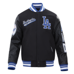 CHAMARRA LOS ANGELES DODGERS SCRIPT TAIL MENS RIB WOOL VARSITY BLACK DODGER BLUE en STOCK