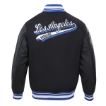 CHAMARRA LOS ANGELES DODGERS SCRIPT TAIL MENS RIB WOOL VARSITY BLACK DODGER BLUE en STOCK