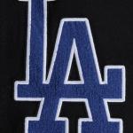 CHAMARRA LOS ANGELES DODGERS SCRIPT TAIL MENS RIB WOOL VARSITY BLACK DODGER BLUE en STOCK