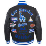 CHAMARRA ANGELES DODGERS OLD ENGLISH RIB WOOL VARSITY JACKET BLACK DODGER BLUE en STOCK