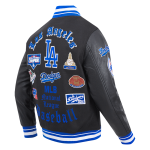CHAMARRA ANGELES DODGERS OLD ENGLISH RIB WOOL VARSITY JACKET BLACK DODGER BLUE en STOCK
