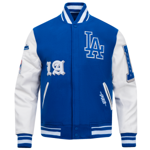 CHAMARRA ANGELES DODGERS OLD ENGLISH RIB WOOL VARSITY JACKET DODGER BLUE WHITE en STOCK