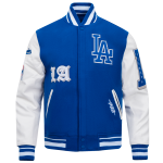 CHAMARRA ANGELES DODGERS OLD ENGLISH RIB WOOL VARSITY JACKET DODGER BLUE WHITE en STOCK