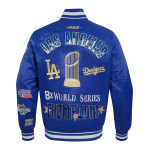CHAMARRA LOS ANGELES DODGERS WORLD SERIES 2024 MENS RIB SATIN JACKET DODGER BLUE en STOCK