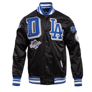 CHAMARRA ANGELES DODGERS MASH UP RIB SATIN JACKET BLACK en STOCK