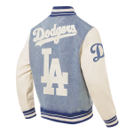 CHAMARRA ANGELES DODGERS VARSITY BLUES DENIM VARSTIY JACKET DENIM LINEN en STOCK