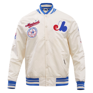 CHAMARRA REAL EXPOS RETRO CLASSIC RIB SATIN JACKET EGGSHELL ROYAL BLUE en STOCK
