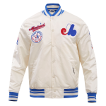 CHAMARRA REAL EXPOS RETRO CLASSIC RIB SATIN JACKET EGGSHELL ROYAL BLUE en STOCK