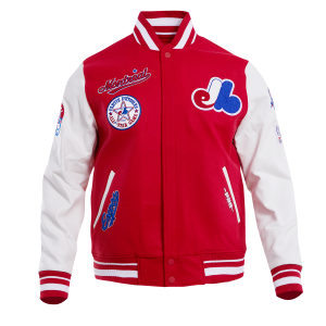 CHAMARRA REAL EXPOS RETRO CLASSIC RIB WOOL VARSITY JACKET RED WHITE en STOCK