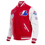 CHAMARRA REAL EXPOS RETRO CLASSIC RIB WOOL VARSITY JACKET RED WHITE en STOCK