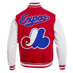 CHAMARRA REAL EXPOS RETRO CLASSIC RIB WOOL VARSITY JACKET RED WHITE en STOCK