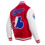 CHAMARRA REAL EXPOS RETRO CLASSIC RIB WOOL VARSITY JACKET RED WHITE en STOCK