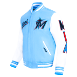CHAMARRA MIAMI MARLINS SCRIPT TAIL MENS RIB WOOL VARSITY UNIVERSITY BLUE WHITE en STOCK