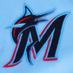CHAMARRA MIAMI MARLINS SCRIPT TAIL MENS RIB WOOL VARSITY UNIVERSITY BLUE WHITE en STOCK