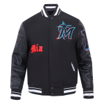 CHAMARRA I MARLINS OLD ENGLISH RIB WOOL VARSITY JACKET BLACK en STOCK