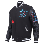 CHAMARRA I MARLINS OLD ENGLISH RIB WOOL VARSITY JACKET BLACK en STOCK