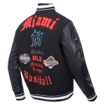 CHAMARRA I MARLINS OLD ENGLISH RIB WOOL VARSITY JACKET BLACK en STOCK
