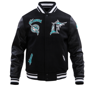 CHAMARRA IDA MARLINS RETRO CLASSIC RIB WOOL VARSITY JACKET BLACK en STOCK