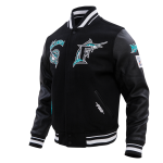 CHAMARRA IDA MARLINS RETRO CLASSIC RIB WOOL VARSITY JACKET BLACK en STOCK