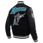 CHAMARRA IDA MARLINS RETRO CLASSIC RIB WOOL VARSITY JACKET BLACK en STOCK