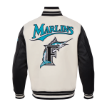CHAMARRA IDA MARLINS RETRO CLASSIC RIB WOOL VARSITY JACKET EGGSHELL BLACK en STOCK