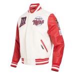 CHAMARRA NESOTA TWINS RETRO CLASSIC RIB VARSITY JACKET EGGSHELL RED en STOCK