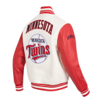 CHAMARRA NESOTA TWINS RETRO CLASSIC RIB VARSITY JACKET EGGSHELL RED en STOCK