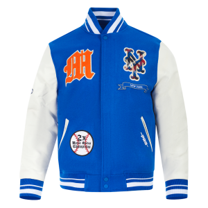 CHAMARRA YORK METS PRO PREP WOOL VARSITY JACKET ROYAL BLUE WHITE en STOCK