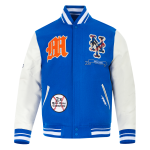 CHAMARRA YORK METS PRO PREP WOOL VARSITY JACKET ROYAL BLUE WHITE en STOCK