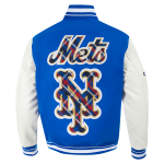 CHAMARRA YORK METS PRO PREP WOOL VARSITY JACKET ROYAL BLUE WHITE en STOCK
