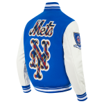 CHAMARRA YORK METS PRO PREP WOOL VARSITY JACKET ROYAL BLUE WHITE en STOCK