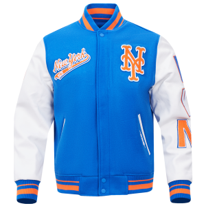 CHAMARRA NEW YORK METS SCRIPT TAIL MENS RIB WOOL VARSITY ROYAL ORANGE ROYAL en STOCK