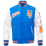 CHAMARRA NEW YORK METS SCRIPT TAIL MENS RIB WOOL VARSITY ROYAL ORANGE ROYAL en STOCK