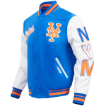 CHAMARRA NEW YORK METS SCRIPT TAIL MENS RIB WOOL VARSITY ROYAL ORANGE ROYAL en STOCK