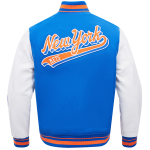CHAMARRA NEW YORK METS SCRIPT TAIL MENS RIB WOOL VARSITY ROYAL ORANGE ROYAL en STOCK