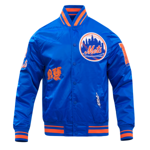 CHAMARRA YORK METS OLD ENGLISH RIB SATIN JACKET ROYAL ORANGE ROYAL en STOCK