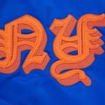 CHAMARRA YORK METS OLD ENGLISH RIB SATIN JACKET ROYAL ORANGE ROYAL en STOCK
