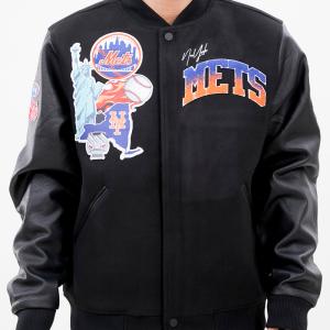 CHAMARRA YORK METS HOME TOWN WOOL VARSITY JACKET BLACK en STOCK