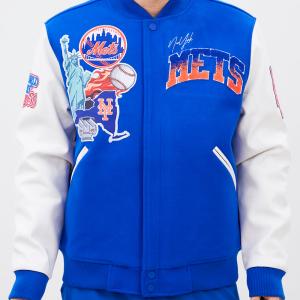CHAMARRA YORK METS HOME TOWN WOOL VARSITY JACKET ROYAL WHITE en STOCK
