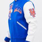 CHAMARRA YORK METS HOME TOWN WOOL VARSITY JACKET ROYAL WHITE en STOCK