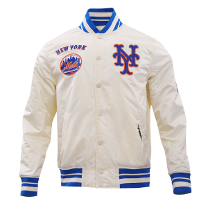 CHAMARRA YORK METS RETRO CLASSIC RIB SATIN JACKET EGGSHELL ROYAL BLUE en STOCK