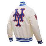 CHAMARRA YORK METS RETRO CLASSIC RIB SATIN JACKET EGGSHELL ROYAL BLUE en STOCK