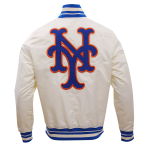 CHAMARRA YORK METS RETRO CLASSIC RIB SATIN JACKET EGGSHELL ROYAL BLUE en STOCK