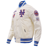 CHAMARRA YORK METS RETRO CLASSIC RIB SATIN JACKET EGGSHELL ROYAL BLUE en STOCK