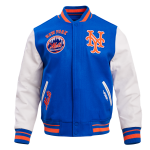 CHAMARRA YORK METS RETRO CLASSIC RIB WOOL VARSITY JACKET ROYAL ORANGE ROYAL en STOCK