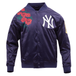 CHAMARRA YORK YANKEES ROSE SATIN JACKET MIDNIGHT NAVY en STOCK